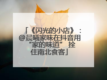 《闪光的小店》：@晨曦家味在抖音用 “家的味道” 拴住南北食客