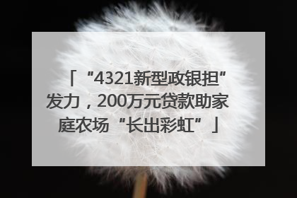 “4321新型政银担”发力，200万元贷款助家庭农场“长出彩虹”
