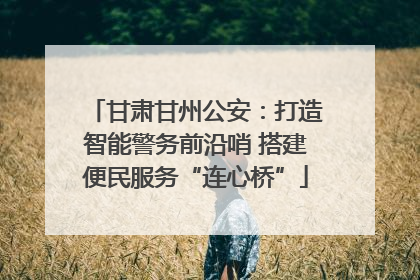 甘肃甘州公安：打造智能警务前沿哨 搭建便民服务“连心桥”