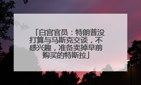 白宫官员：特朗普没打算与马斯克交谈，不感兴趣，准备卖掉早前购买的特斯拉