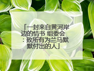 一封来自黄河岸边的情书 组委会：致所有为兰马默默付出的人