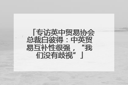 专访英中贸易协会总裁白彼得：中英贸易互补性很强，“我们没有歧视”