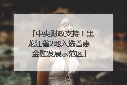 中央财政支持！黑龙江省2地入选普惠金融发展示范区