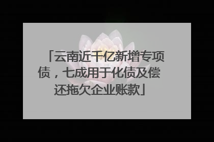 云南近千亿新增专项债，七成用于化债及偿还拖欠企业账款