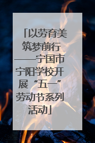以劳育美 筑梦前行——宁国市宁阳学校开展“五一”劳动节系列活动