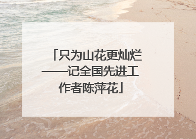 只为山花更灿烂——记全国先进工作者陈萍花