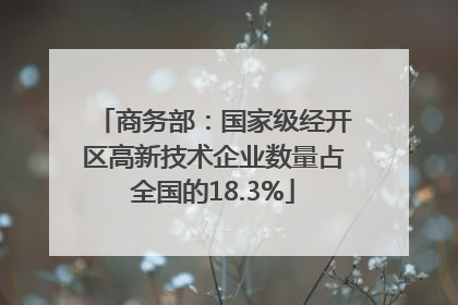 商务部：国家级经开区高新技术企业数量占全国的18.3%