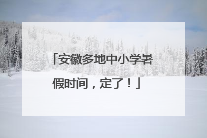 安徽多地中小学暑假时间，定了！