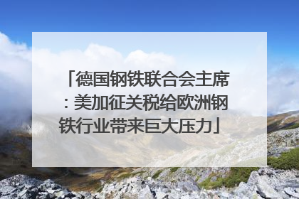 德国钢铁联合会主席：美加征关税给欧洲钢铁行业带来巨大压力