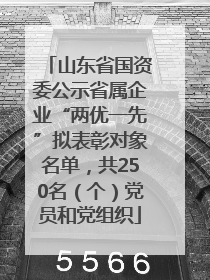 山东省国资委公示省属企业“两优一先”拟表彰对象名单，共250名（个）党员和党组织