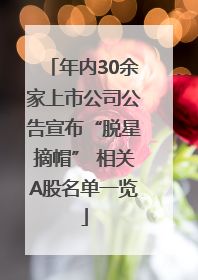年内30余家上市公司公告宣布“脱星摘帽” 相关A股名单一览
