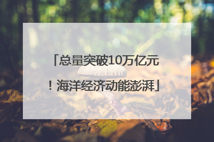 总量突破10万亿元！海洋经济动能澎湃
