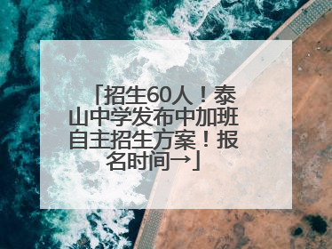 招生60人！泰山中学发布中加班自主招生方案！报名时间→