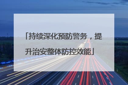 持续深化预防警务，提升治安整体防控效能