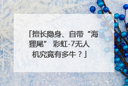 擅长隐身、自带“海狸尾” 彩虹-7无人机究竟有多牛？