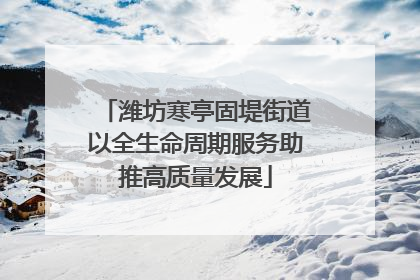 潍坊寒亭固堤街道以全生命周期服务助推高质量发展
