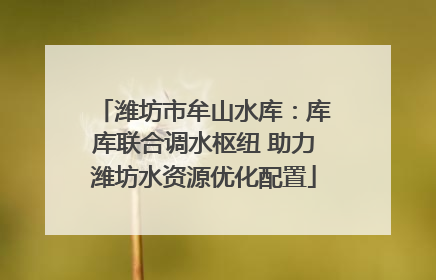 潍坊市牟山水库：库库联合调水枢纽 助力潍坊水资源优化配置