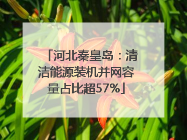 河北秦皇岛：清洁能源装机并网容量占比超57%