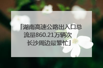 湖南高速公路出入口总流量860.21万辆次 长沙周边最繁忙