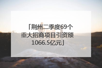 荆州二季度69个重大招商项目引资额1066.5亿元