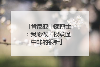 肯尼亚中医博士：我愿做一根联通中非的银针