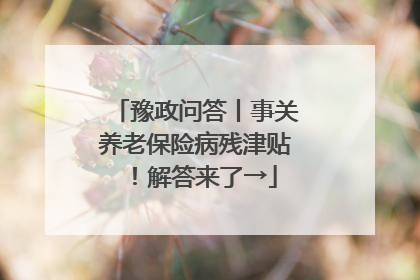 豫政问答丨事关养老保险病残津贴！解答来了→