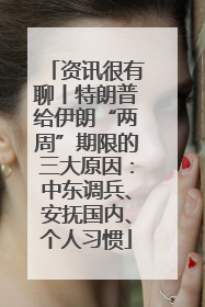 资讯很有聊丨特朗普给伊朗“两周”期限的三大原因：中东调兵、安抚国内、个人习惯