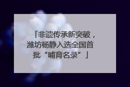 非遗传承新突破，潍坊杨静入选全国首批“哺育名录”