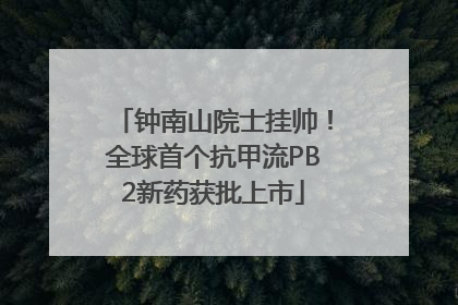钟南山院士挂帅！全球首个抗甲流PB2新药获批上市