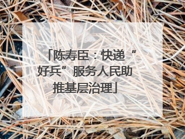 陈寿臣：快递“好兵”服务人民助推基层治理