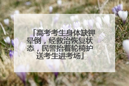 高考考生身体缺钾晕倒，经救治恢复状态，民警抬着轮椅护送考生进考场