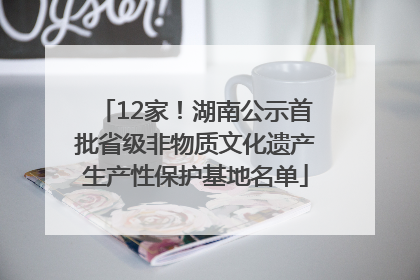 12家！湖南公示首批省级非物质文化遗产生产性保护基地名单