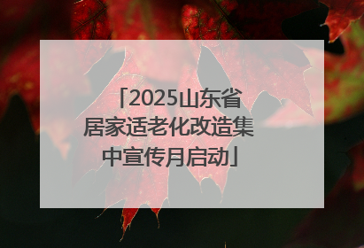 2025山东省居家适老化改造集中宣传月启动