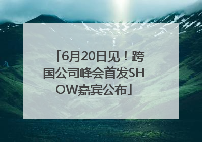 6月20日见！跨国公司峰会首发SHOW嘉宾公布