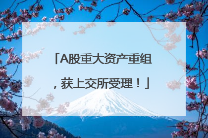 A股重大资产重组，获上交所受理！
